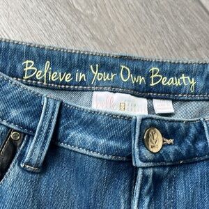 Belle by Kim Gravel‎ Flexibelle jeans  with Imitation Leather Trim.